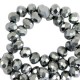 Faceted glass beads 4x3mm disc Silver-pearl shine coating